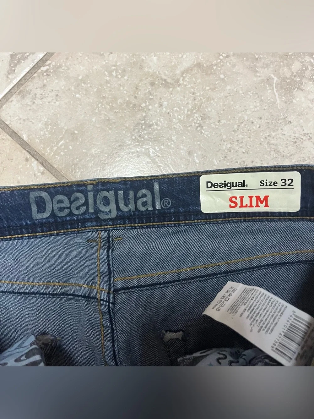 Desigual Men’s Blue Slim Straight Jeans Button Fly Dark Wash Size 32